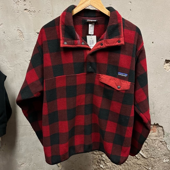 Patagonia Other - Patagonia 2014 Synchilla Black Red Lumberjack Plaid T-Snap Fleece Pullover M Med